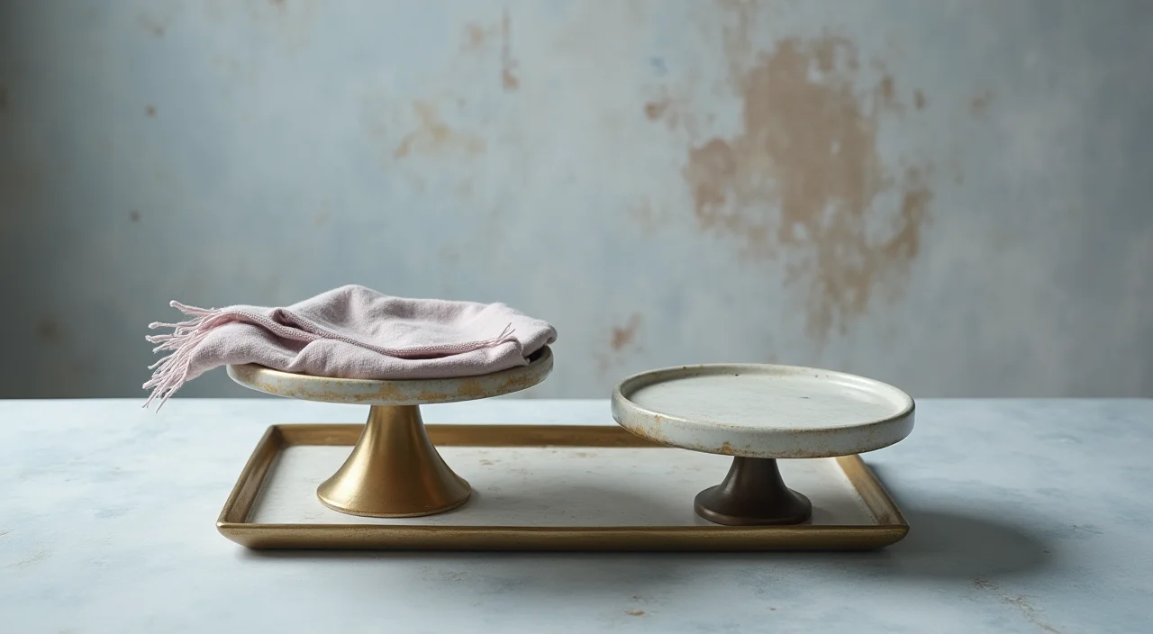 Two material trays balancing structured and unstructured data elements under soft lighting
