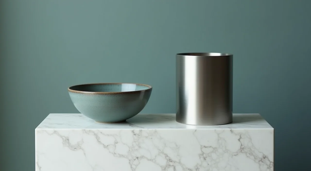 Comparison of two distinct database vessels on a marble plinth representing Oracle and alternative licensing models