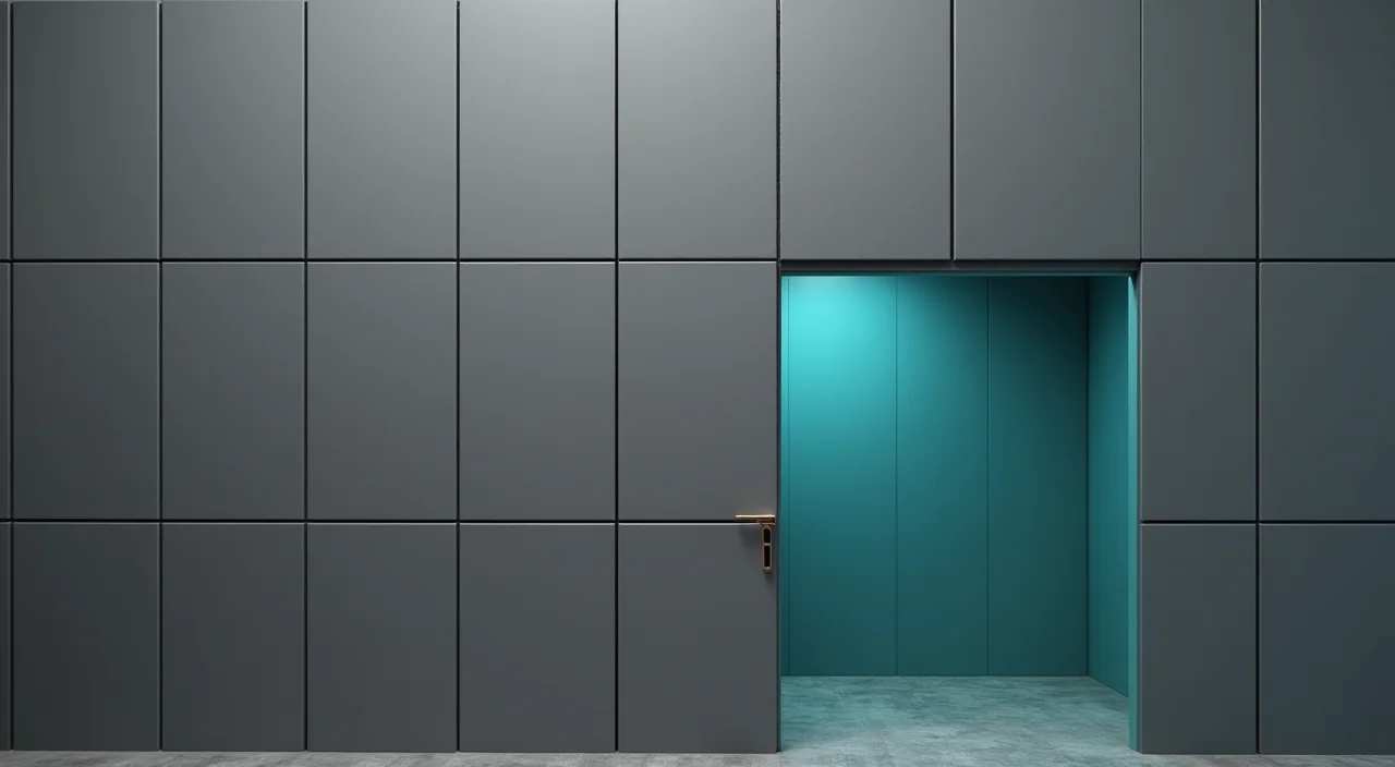 A matrix of blank matte tiles on a wooden surface, highlighting one specific tile for database selection evaluation