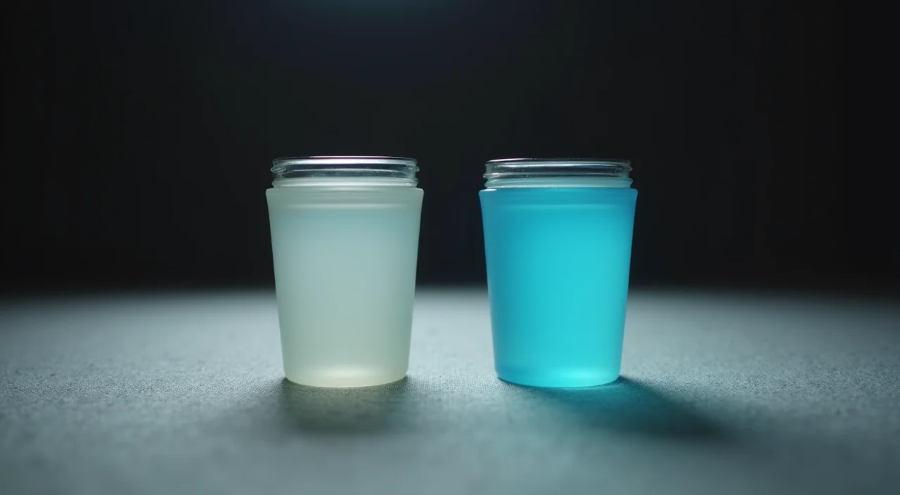 A frosted glass sphere and a polished brass sphere placed side by side on a linen surface, illustrating the distinction between open-source and commercial database support models.