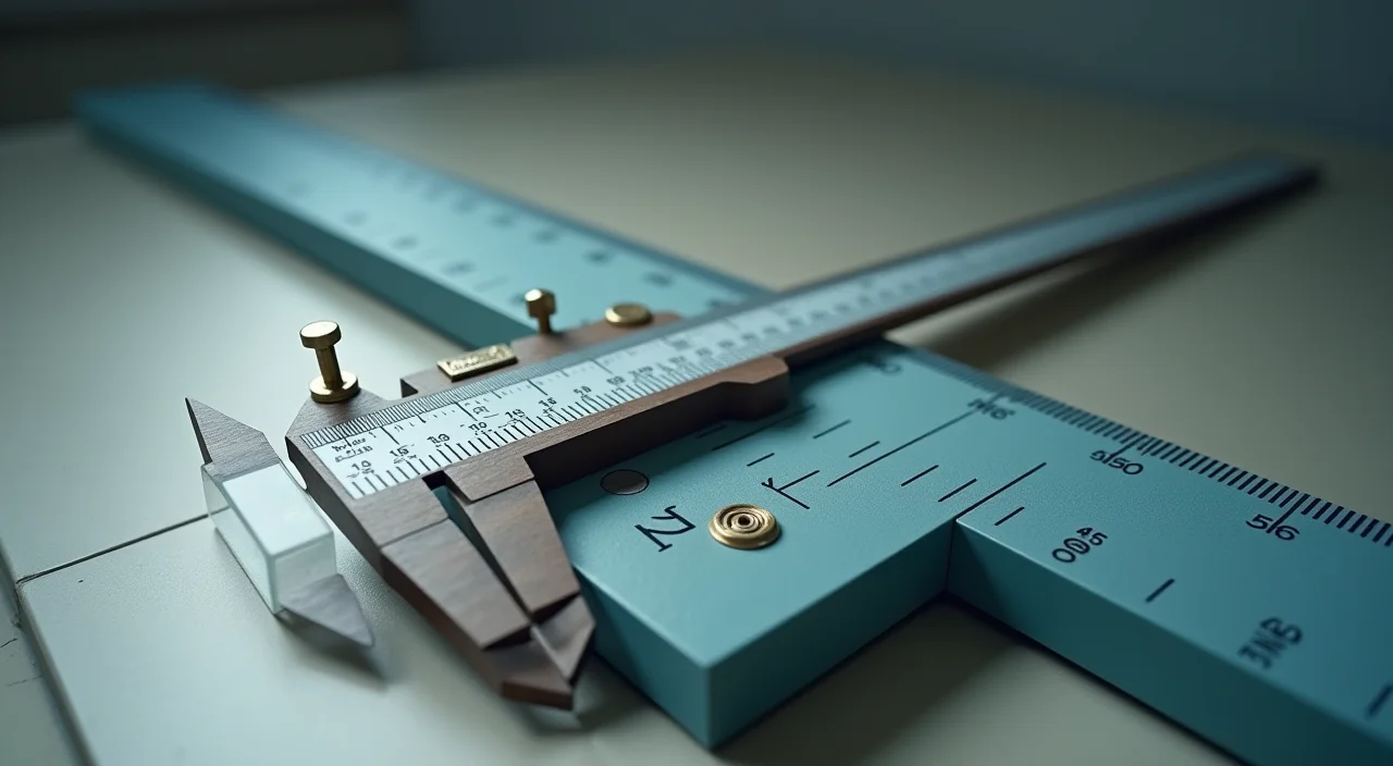 Close-up of a precision caliper on a matte block, symbolizing the careful evaluation criteria for on-premises database selection.