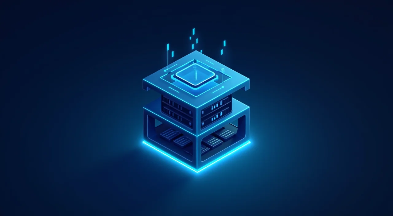 A minimalist dark blue and cyan illustration of an isolated high-availability database server node representing enterprise technical validation.