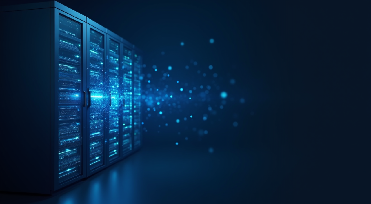 A minimalist illustration of a glowing neural network node integrated into a dark blue enterprise database server, representing AI-ready SQL architecture.