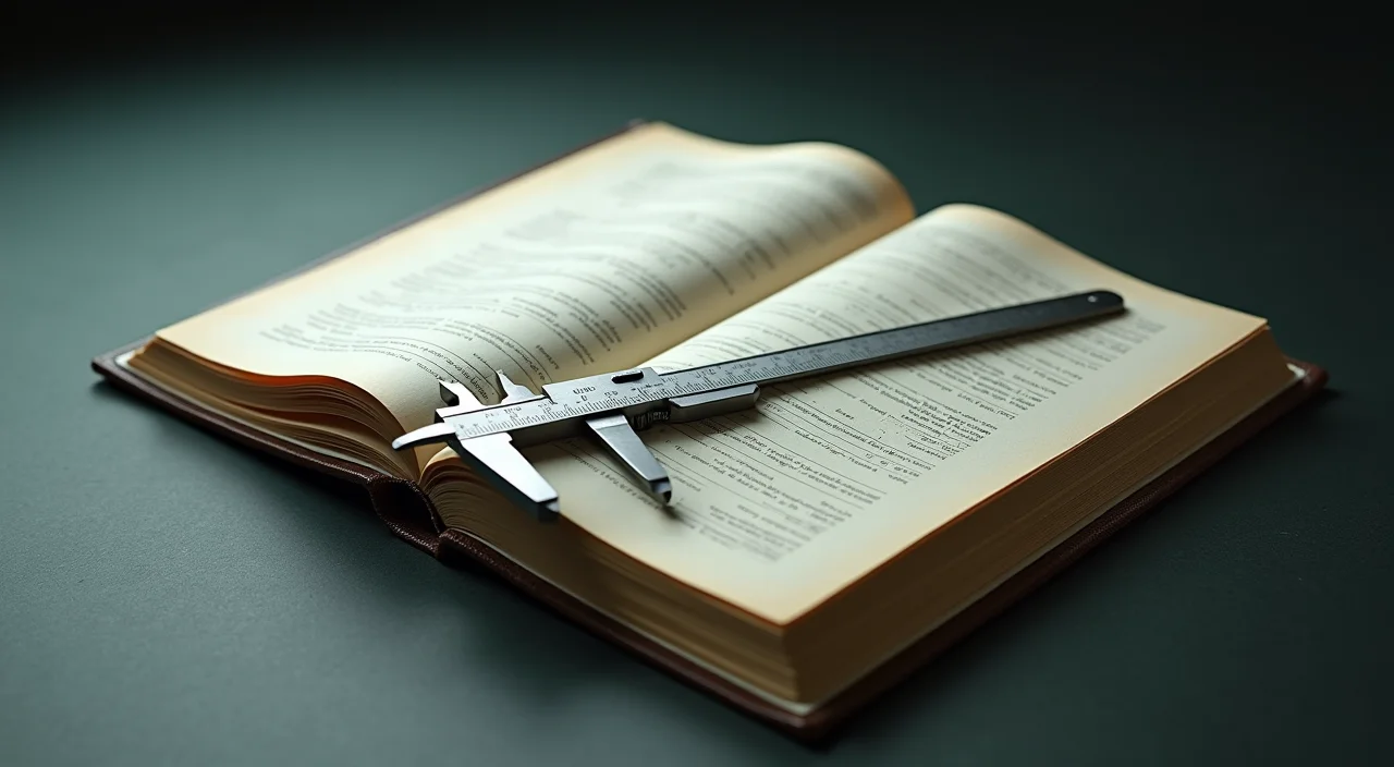 A detailed architectural ledger and precision caliper on a dark surface, symbolizing rigorous validation and risk mitigation in enterprise database migration.