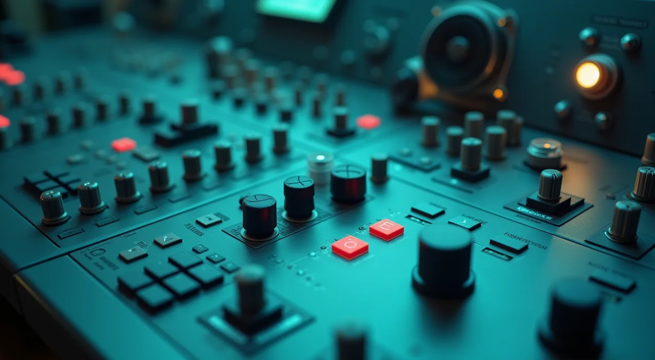 Editorial still life of a control console with unlabeled knobs and task lighting, representing a risk-first migration framework