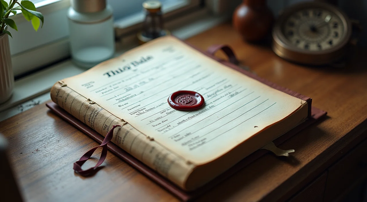 Still life of a ledger book with wax seal on linen representing Oracle migration risk assessment evidence