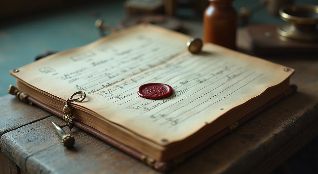 A closed ledger book with a wax seal and brass stamp on a linen surface, symbolizing verified data integrity and minimal downtime proof.