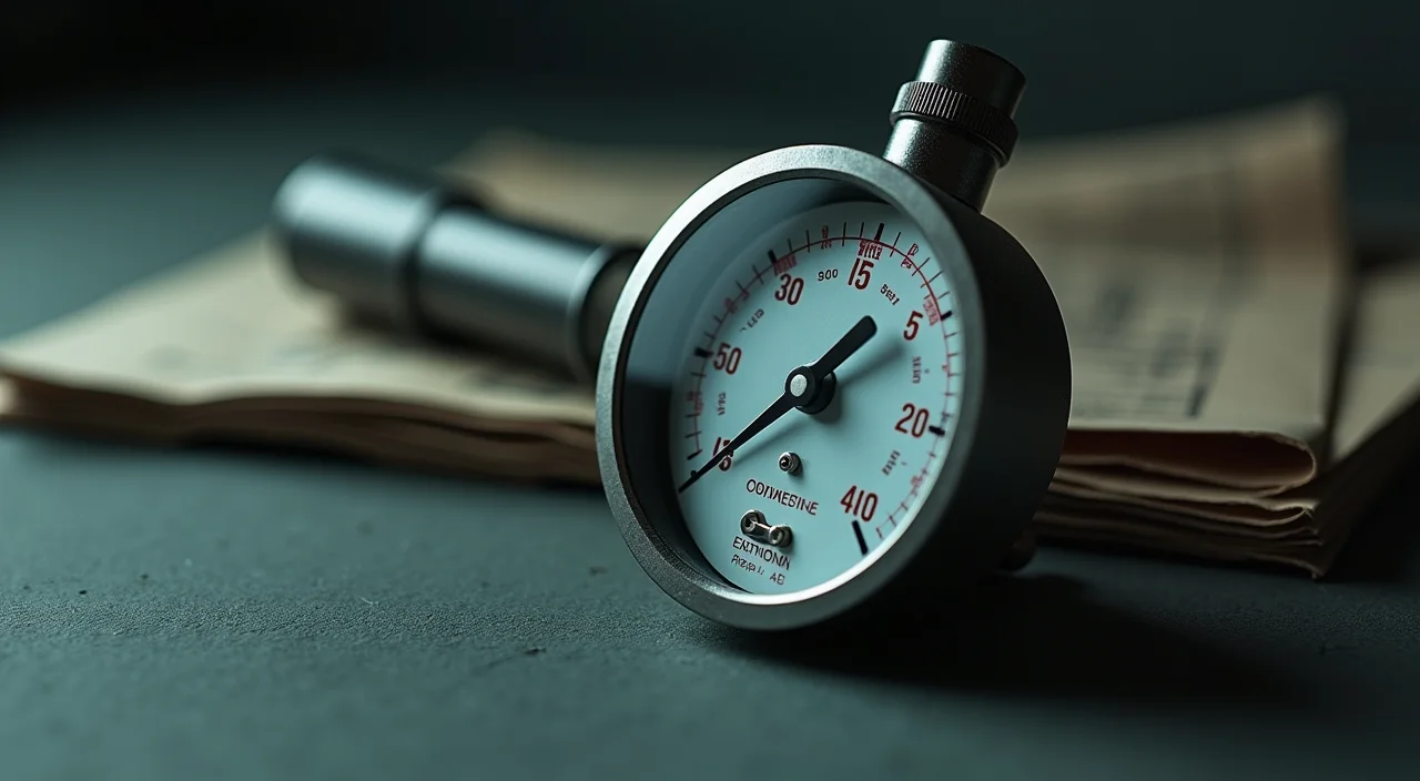 A precision calibration gauge on a dark surface representing the rigorous risk-bounded assessment required for enterprise database migration.