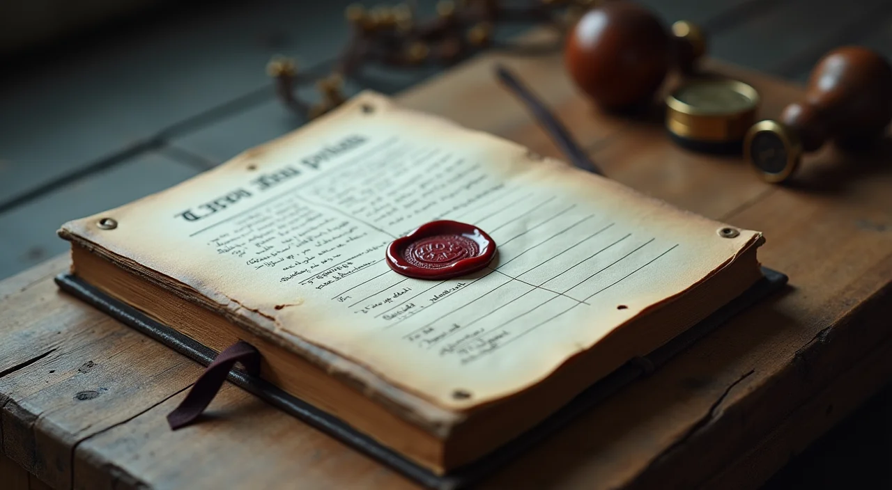A walnut ledger book sealed with wax and brass, symbolizing secure enterprise data governance and unified architecture for AI applications.