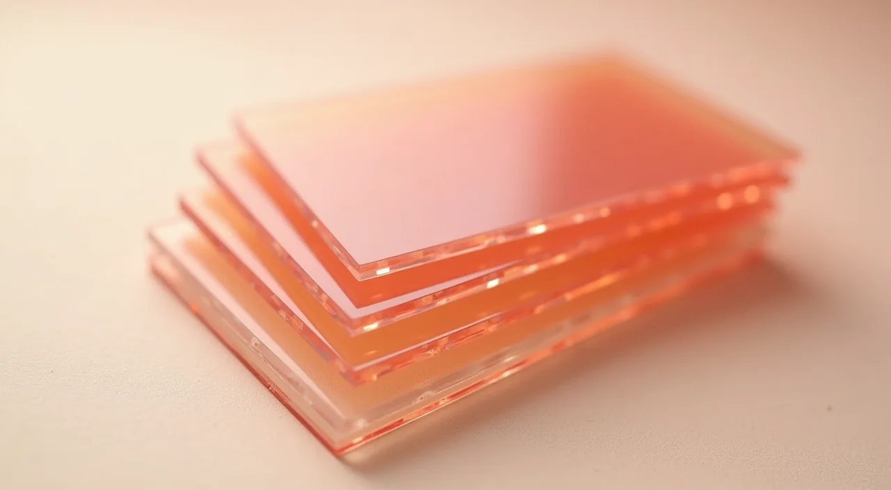 Stacked transparent acetate sheets representing progressive definition depth in database architecture