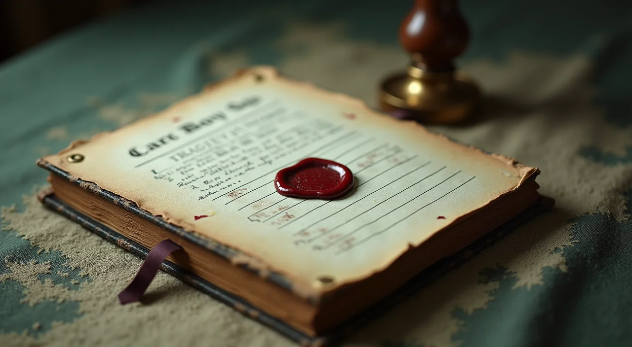 A ledger book sealed with wax and a brass stamp resting on linen, symbolizing verified data integrity and risk control in production migration.