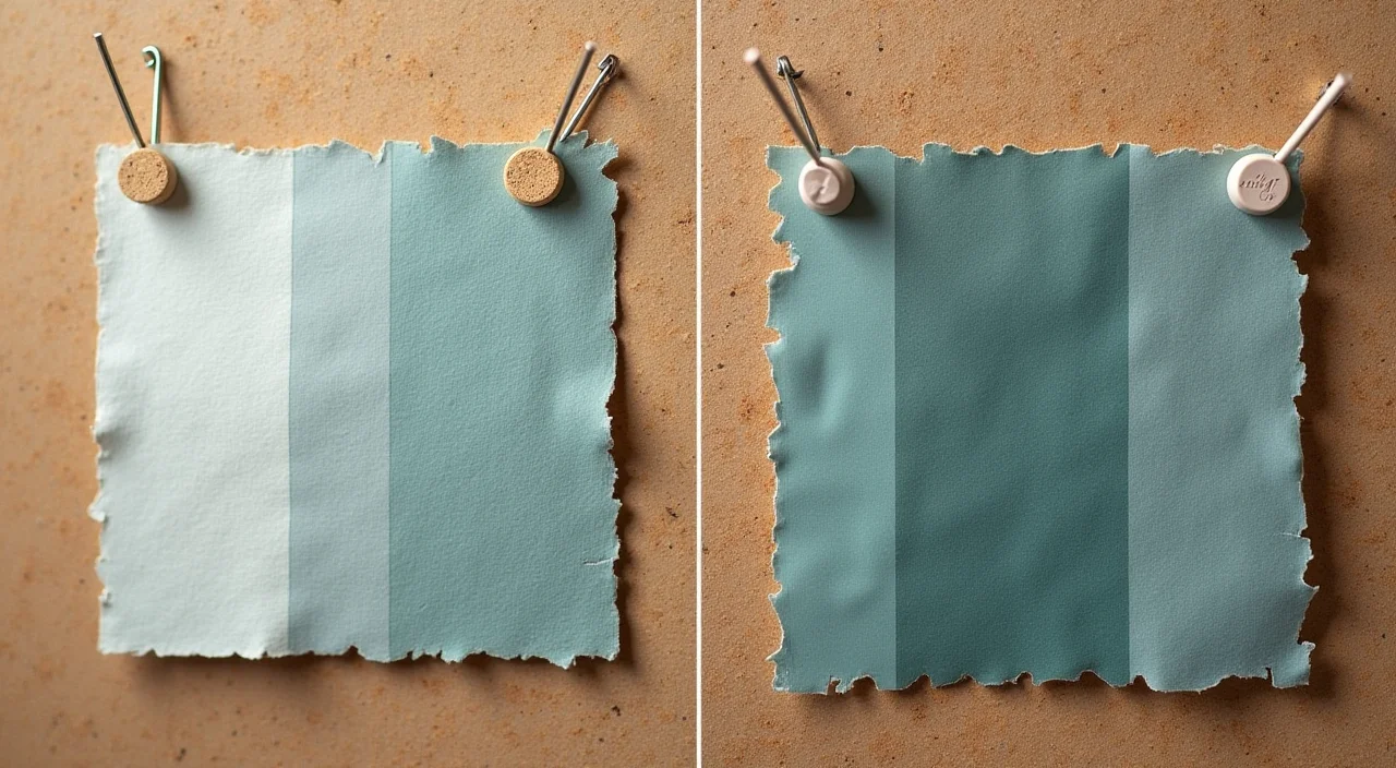 Material swatches on cork board representing comparative analysis of database migration options