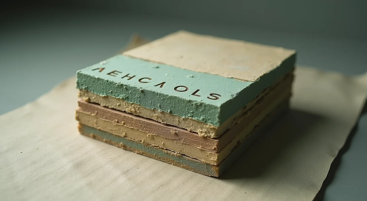 A close-up editorial shot of an archival stamp pad and blank forms on a walnut surface, symbolizing verified enterprise value and compliance.