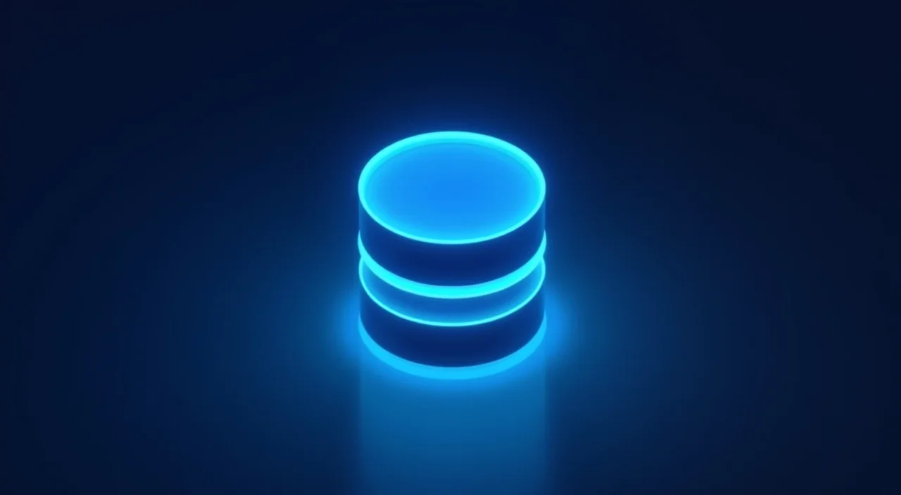 A minimalist illustration of a glowing blue database cylinder icon on a dark blue background, representing enterprise transactional data architecture.
