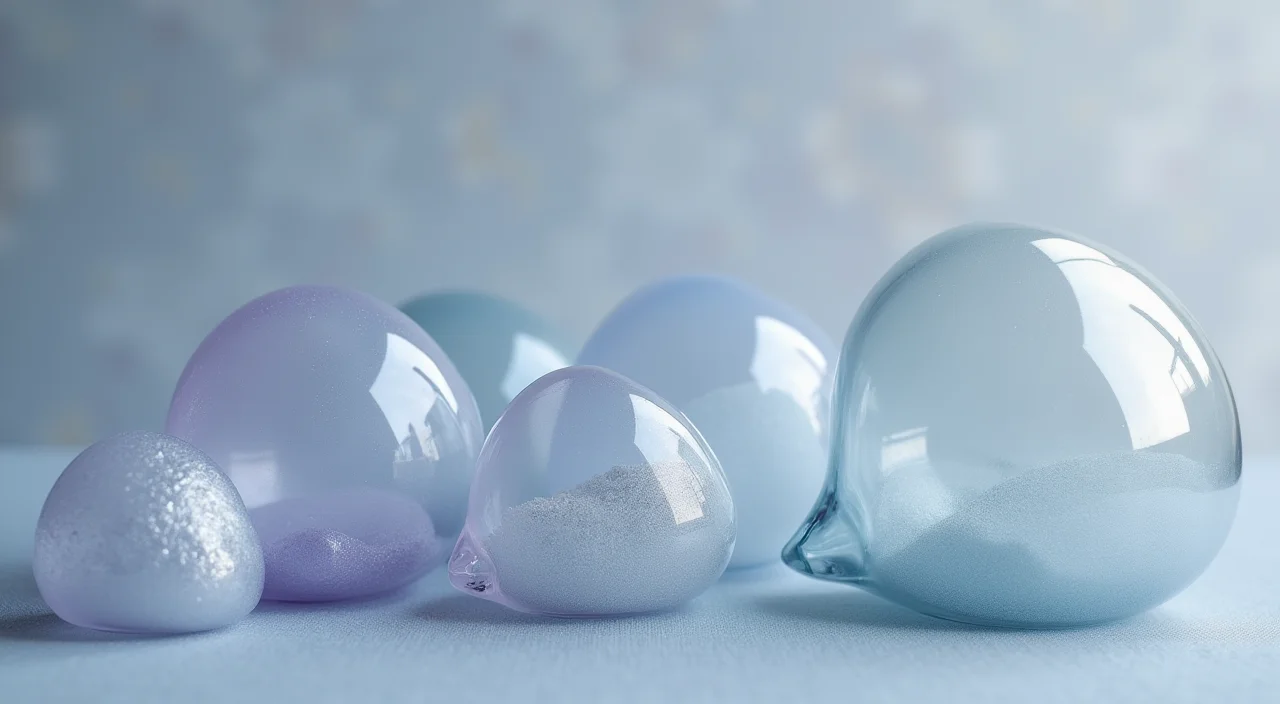 Nested transparent glass shells surrounding a solid ceramic core on a linen surface