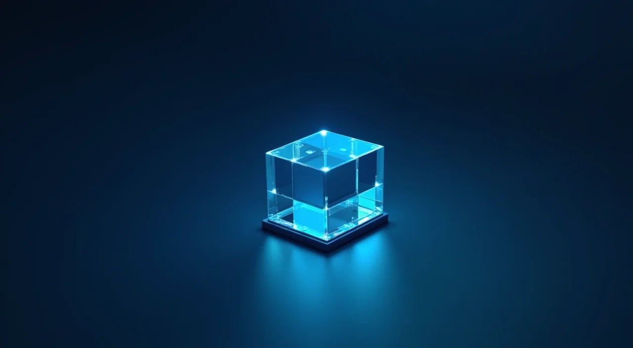 A minimalist geometric prism in navy and cyan representing a structured enterprise diagnostic framework for database migration evaluation.