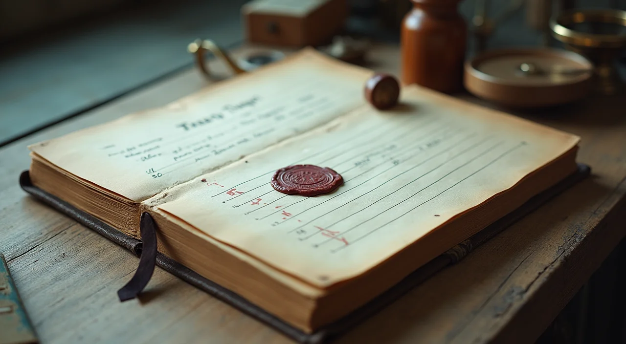 A leather-bound ledger with a wax seal resting on a linen surface, symbolizing verified financial proof and structured cost analysis.