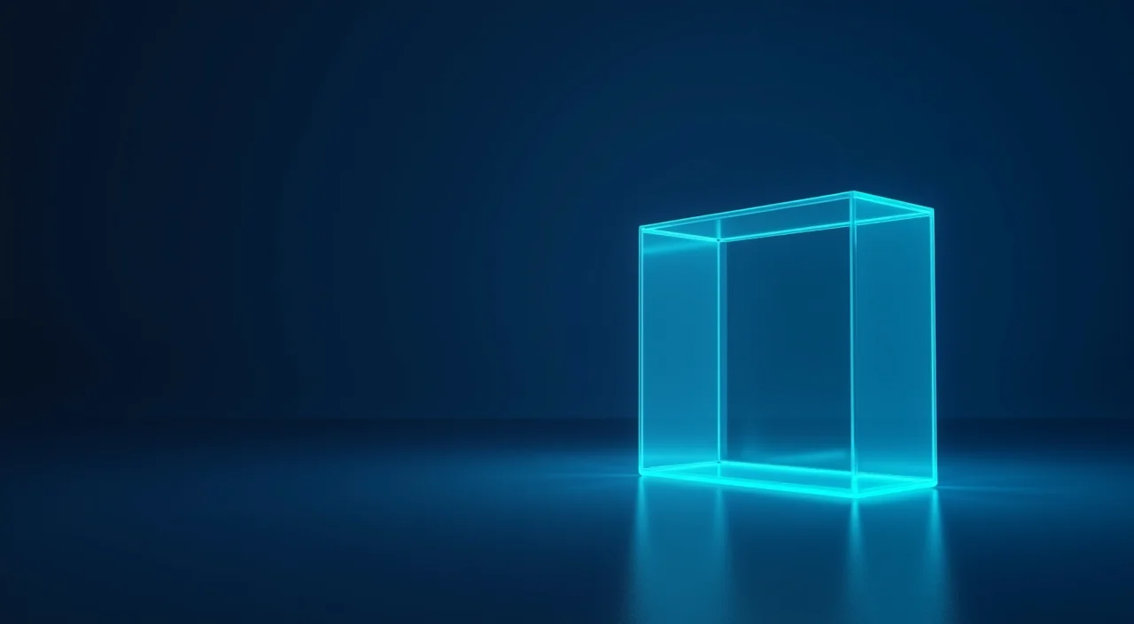 A minimalist illustration of a glowing cyan server rack against a dark blue background, representing secure enterprise database migration.