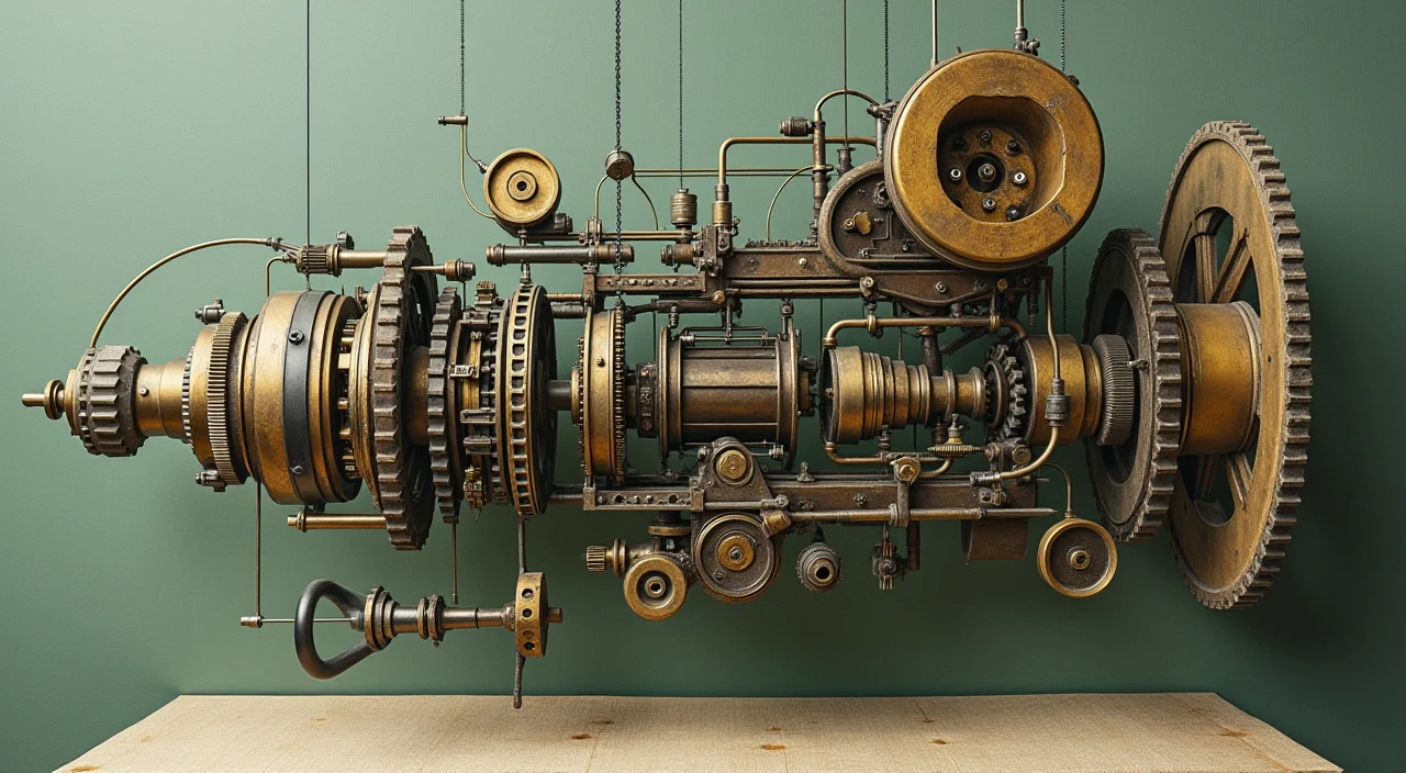 Precision mechanical components suspended in ordered spacing above a linen surface, representing the phased breakdown of a complex database migration architecture.