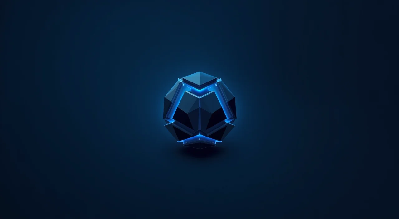 Abstract representation of a unified database architecture featuring a dark blue geometric core with cyan internal pathways against a minimalist background.
