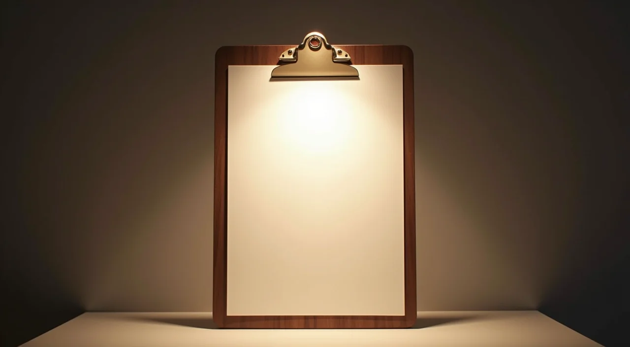 A signed blank approval clipboard resting on a linen surface under focused lighting, symbolizing the validation of enterprise migration costs.