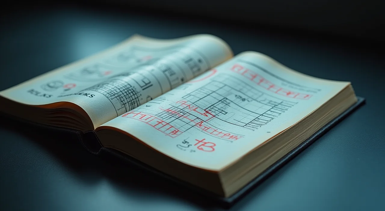 A detailed steel ledger book with handwritten risk annotations and red ink cross-outs, symbolizing a rigorous compatibility audit for enterprise database migration.