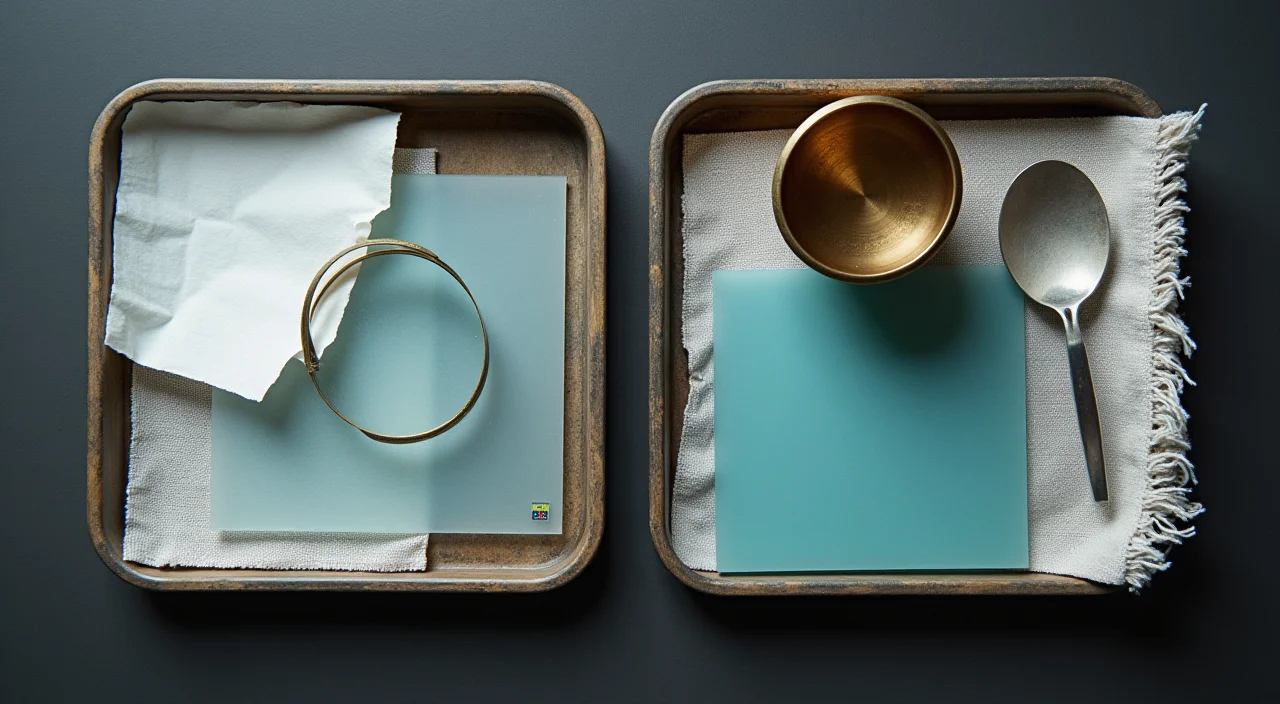 A still life composition showing two distinct material trays under soft lighting, representing the balanced value of unified on-premises infrastructure.