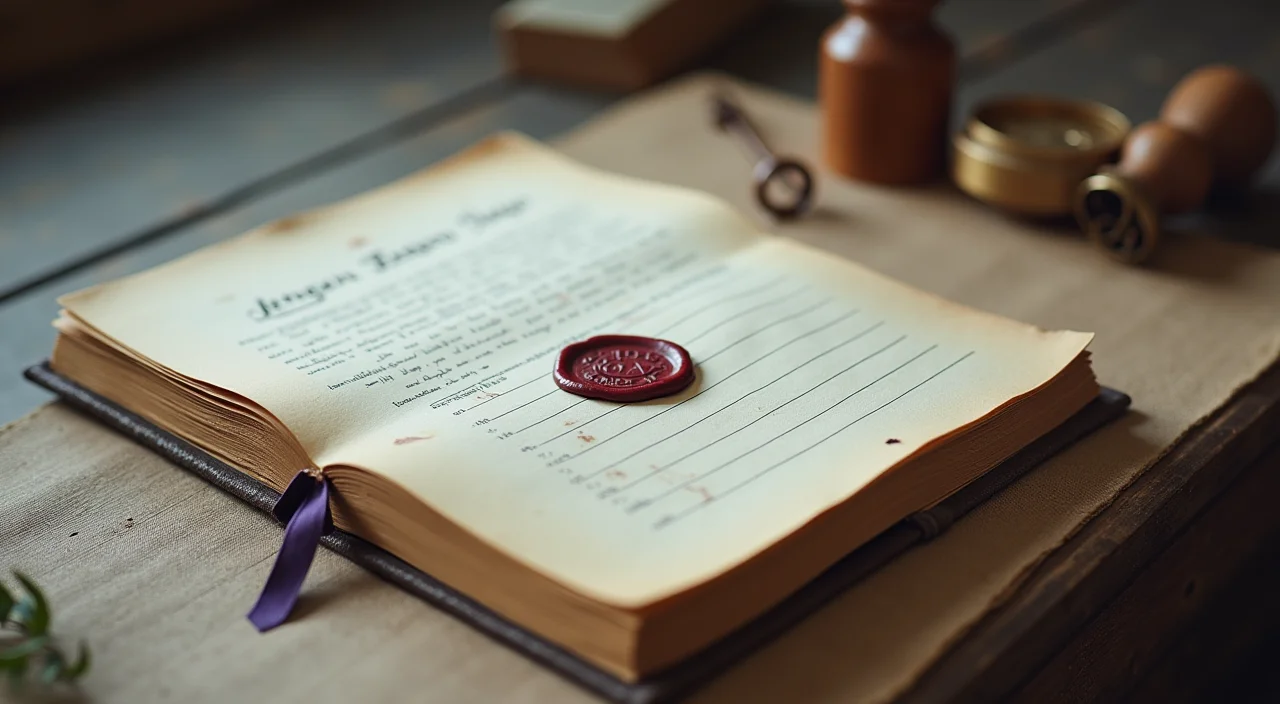 A walnut ledger book sealed with wax and a brass stamp on linen, symbolizing verified enterprise TCO and operational value.