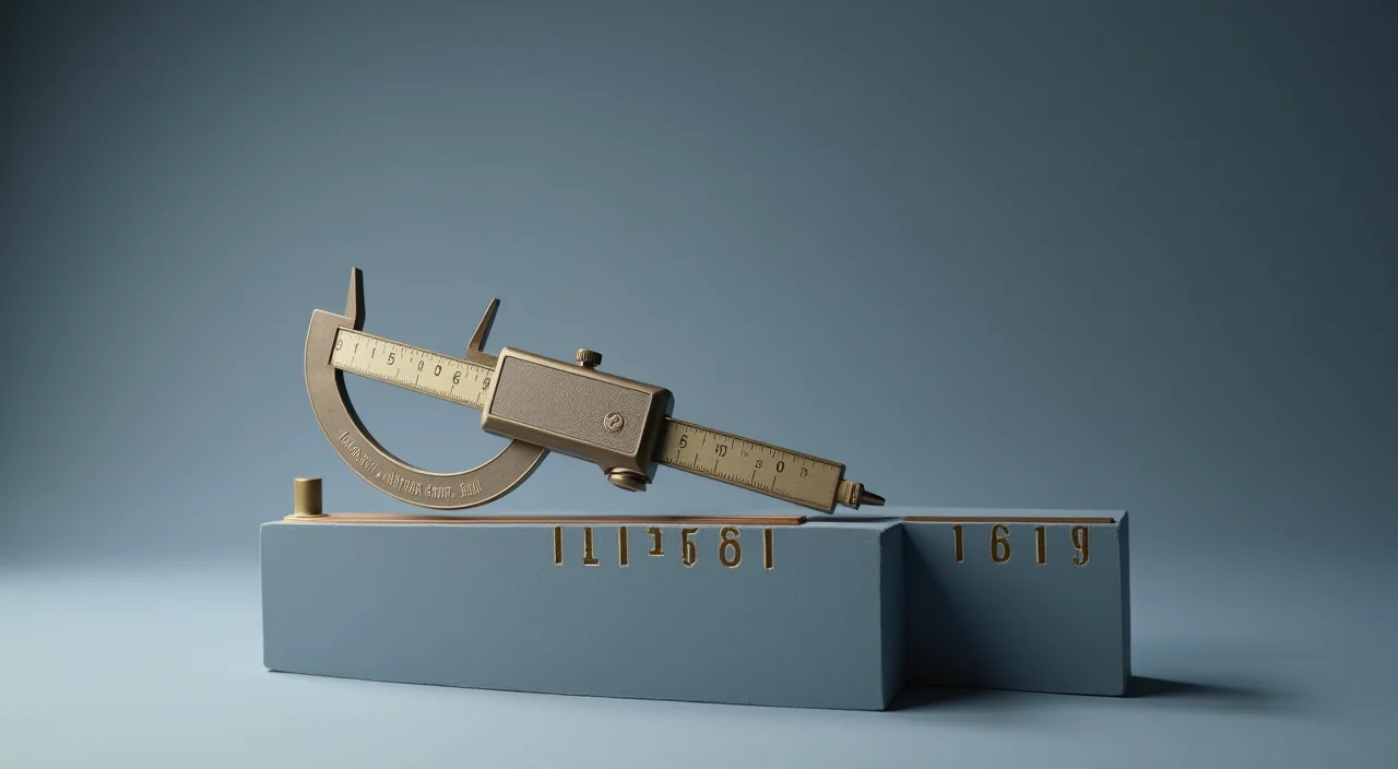 A brass precision caliper resting on a matte block, symbolizing the rigorous assessment criteria for secure database migration