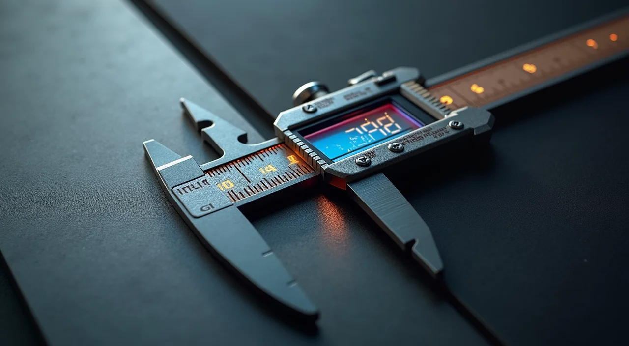 A precision caliper measuring the gap between two distinct metallic surfaces, symbolizing the technical assessment of database compatibility and migration effort.