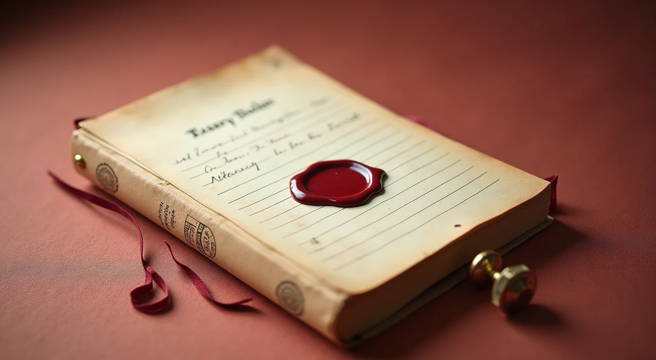 A close-up of a leather-bound ledger with a brass seal resting on a linen surface, symbolizing verified architectural proof for zero-downtime migration.