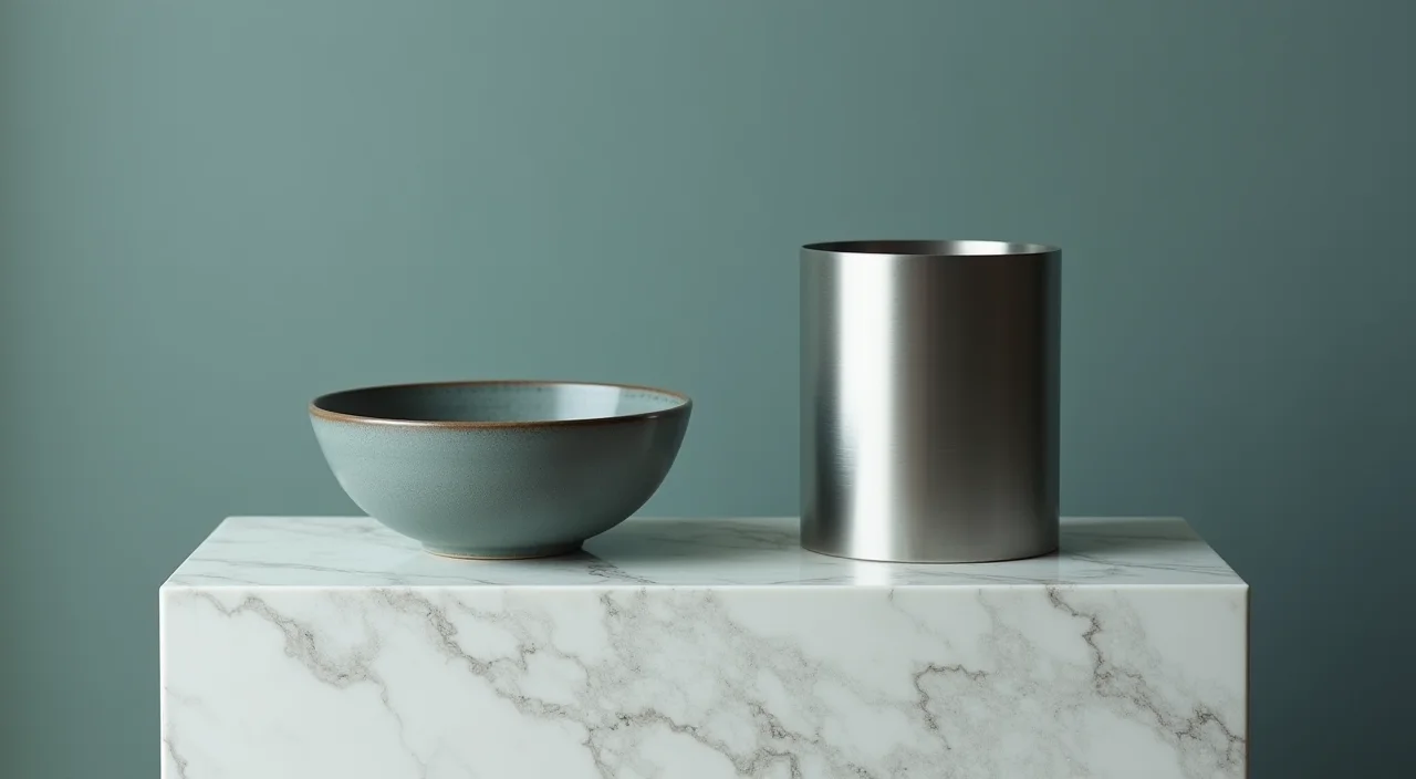 Ceramic bowl and brushed metal cylinder side by side representing database alternatives