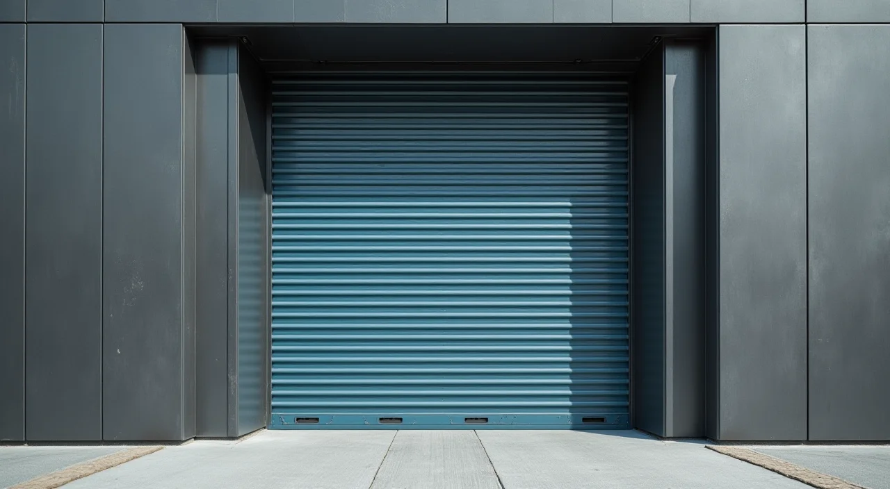 Half-open industrial shutter gate representing migration rollback risk