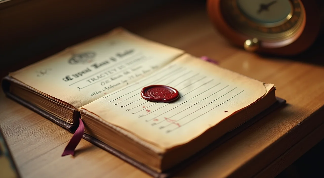 A wax-sealed ledger on a wooden surface under a spotlight, symbolizing verified TCO data for Oracle modernization