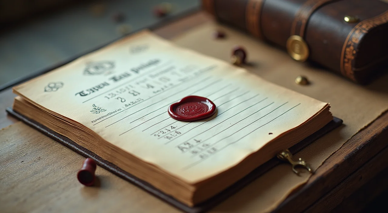Still life of a ledger book with a wax seal on linen under soft lighting, symbolizing verified architectural readiness