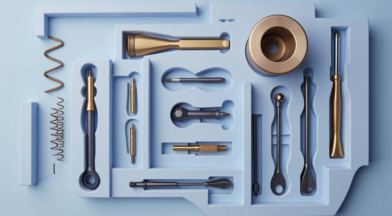 Precision screwdriver set in foam cutouts representing structured technical tools for RAG architecture