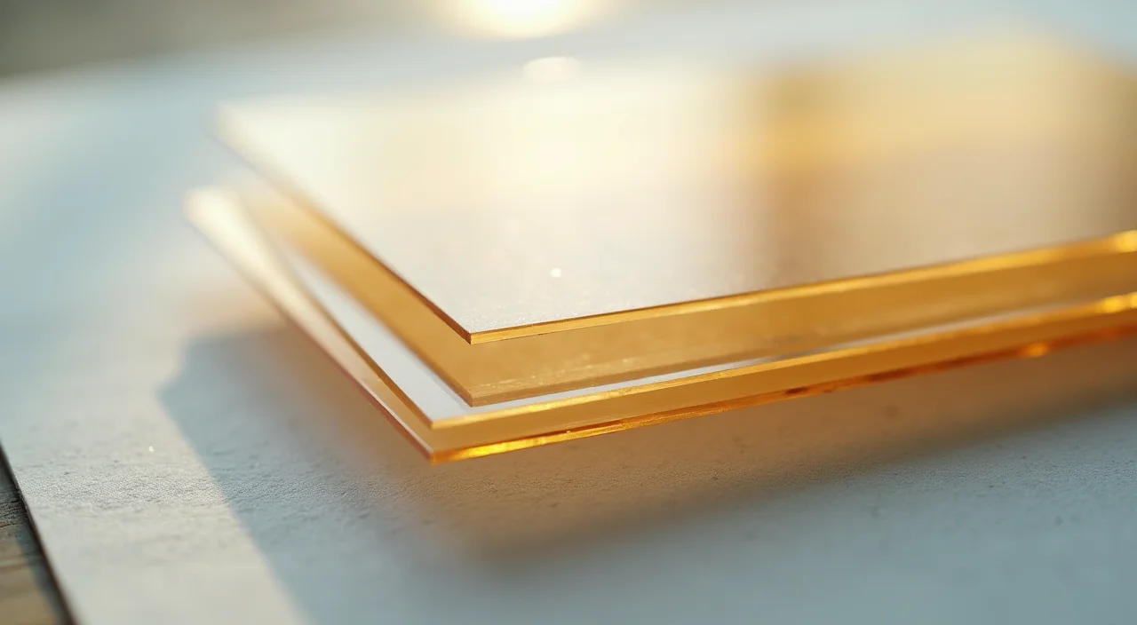 Stacked transparent acetate sheets on a linen surface representing progressive definition depth