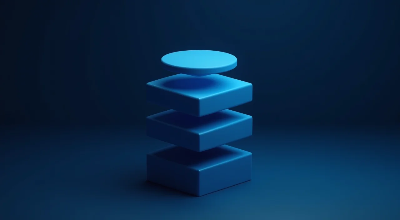 A minimalist illustration of a unified architectural pillar in dark blue and cyan, representing a converged database engine integrating transactional and analytical workloads witho