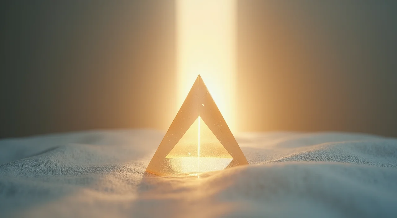 A clear glass prism refracting a beam of light into a soft spectrum, resting on a linen surface to represent the deconstruction of automated migration processes.