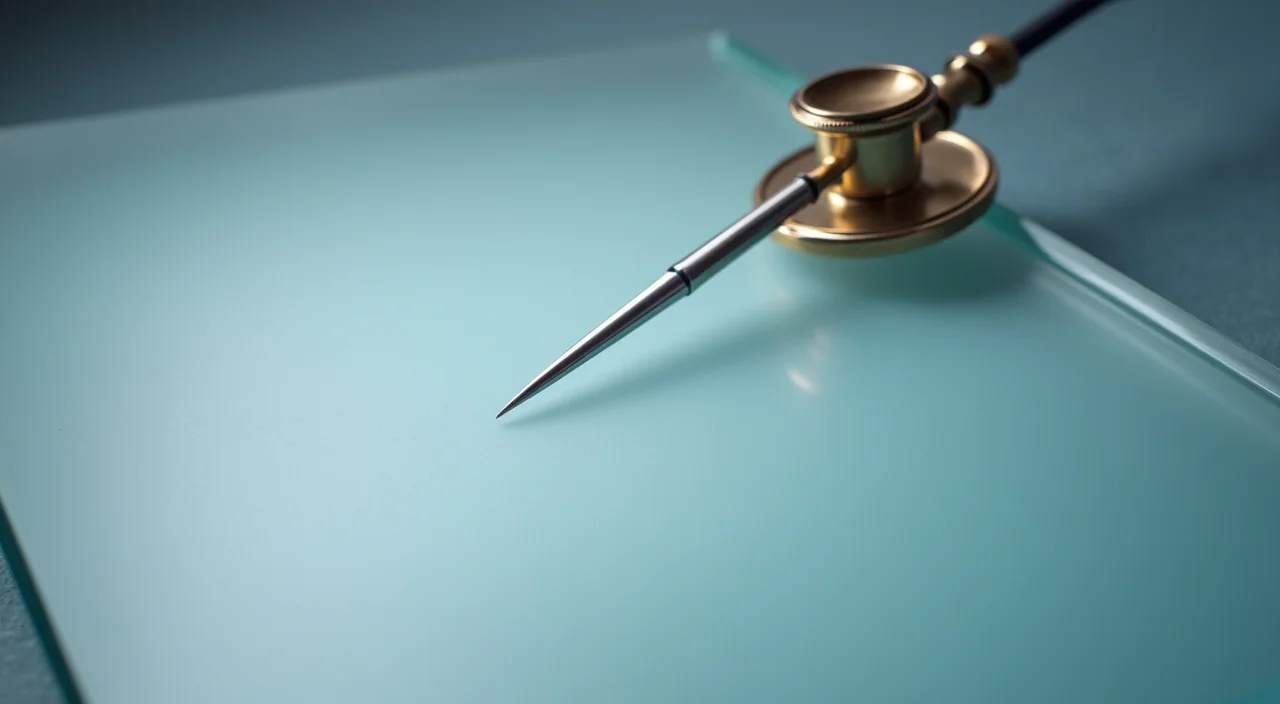 Close-up of a diagnostic probe resting on frosted glass, symbolizing technical assessment