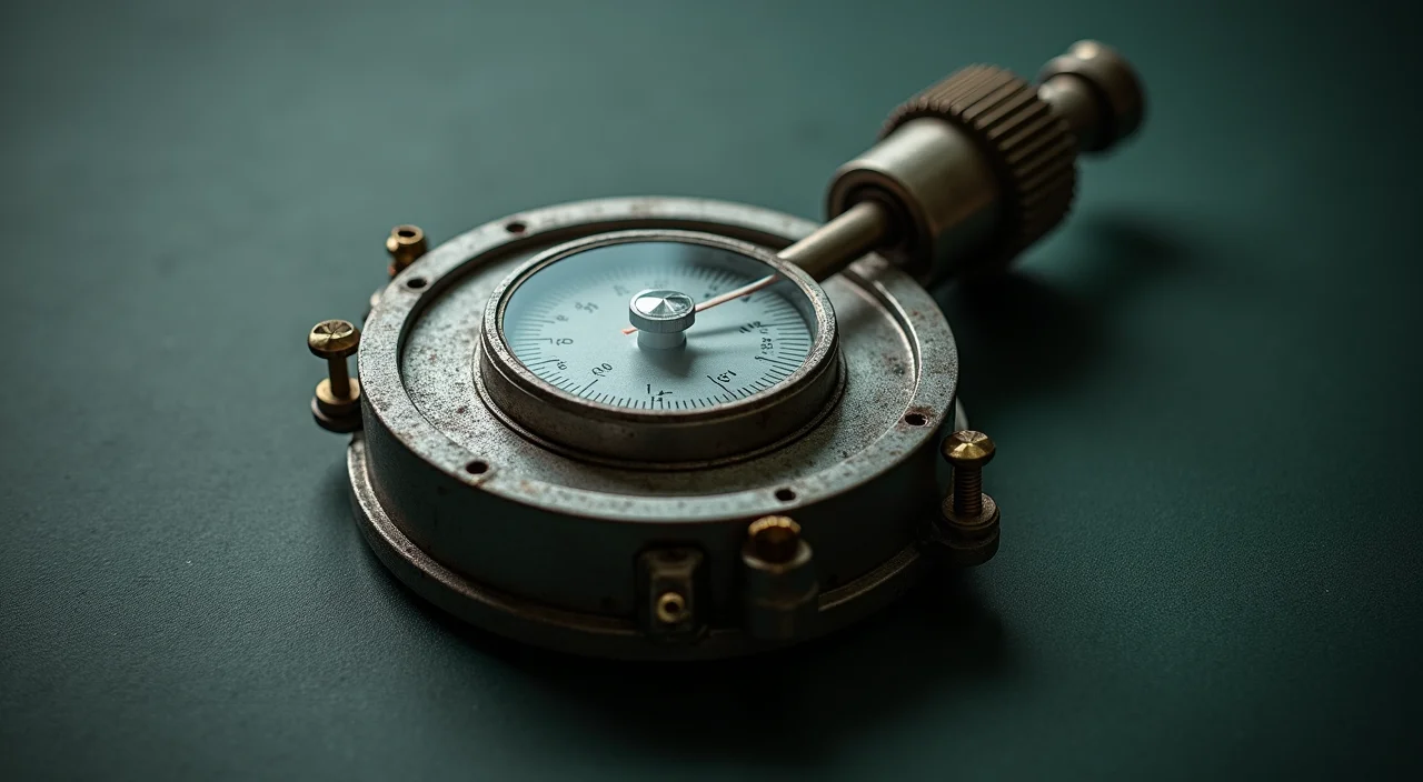 A precision industrial calibration tool on a dark surface representing the rigorous evaluation of enterprise database alternatives.