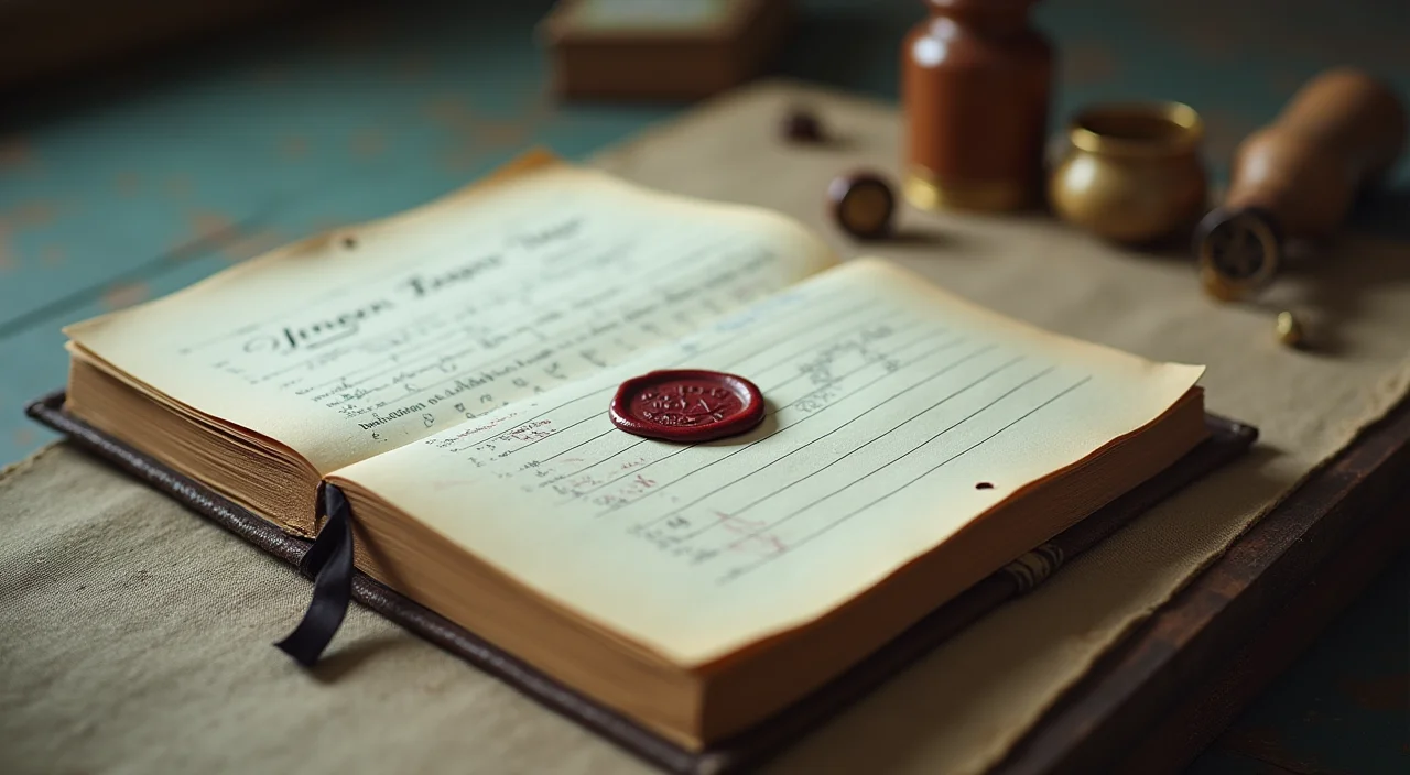 A closed ledger book sealed with wax and a brass stamp resting on linen, symbolizing verified TCO data and architectural trade-off decisions.