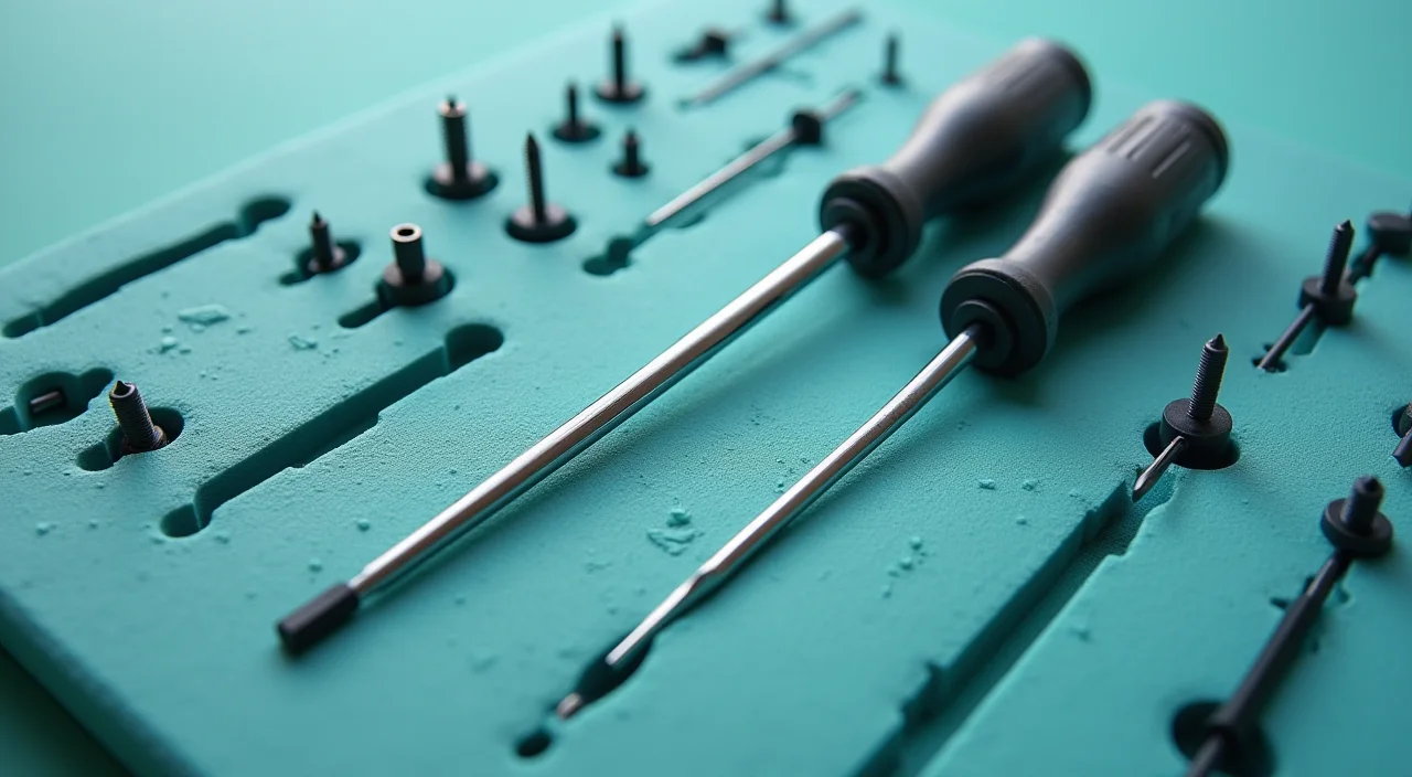 Precision tools arranged on linen for technical assessment