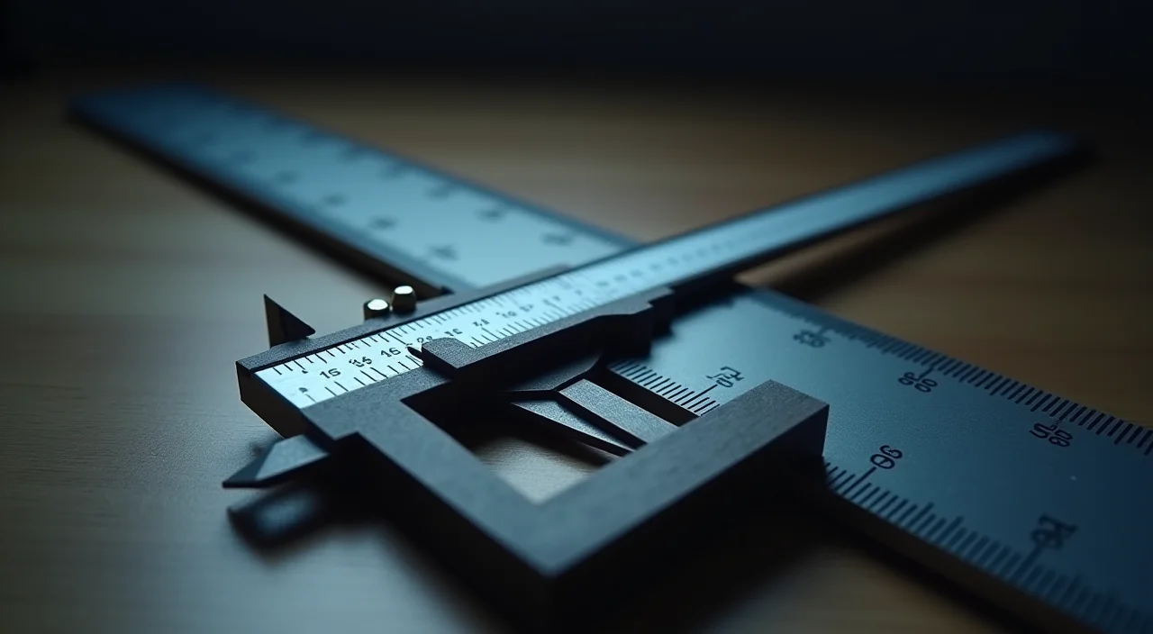 A brass precision caliper resting on a matte calibration block, symbolizing the rigorous evaluation criteria for selecting secure enterprise databases.