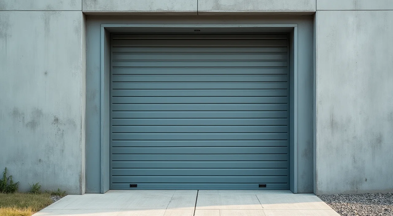 Half-open industrial shutter representing risk-controlled database migration
