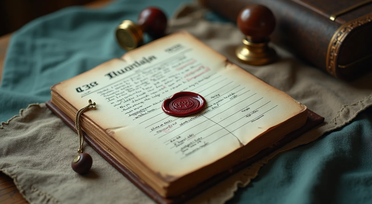 A brass stamp resting on a leather-bound ledger on a linen surface, symbolizing verified architectural proof for enterprise AI infrastructure.