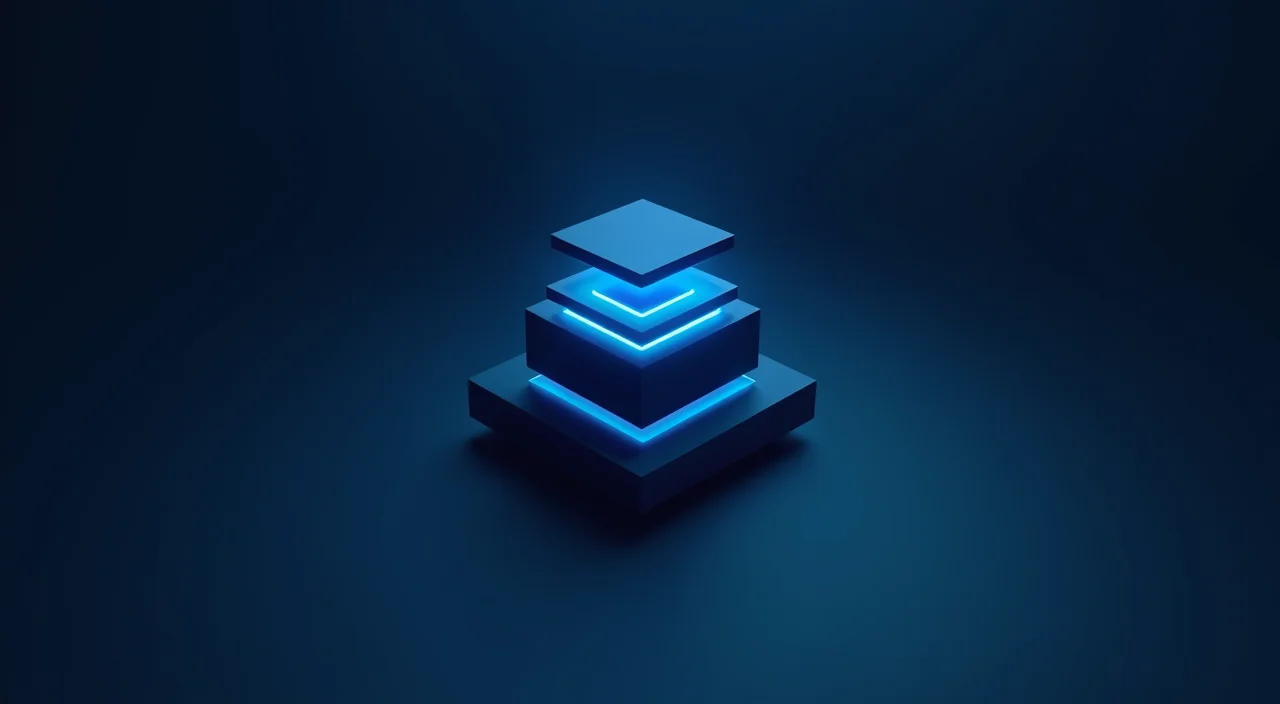 Abstract deep blue monolith with cyan structural lines representing a unified database architecture for AI workloads.
