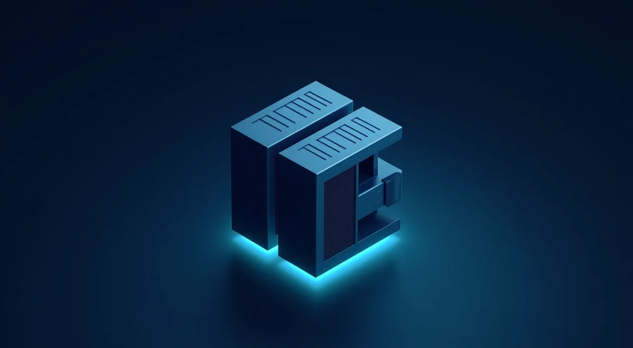 A minimalist illustration of a unified database engine combining transactional and analytical storage structures within a single dark blue monolith, symbolizing converged database