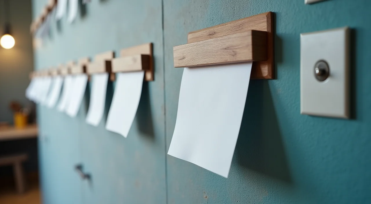 Empty instruction cards in a wooden organizer representing structured database migration planning