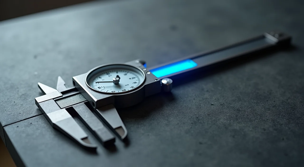 A precision caliper gauge on a matte stone surface symbolizing the diagnostic assessment of database compatibility requirements.